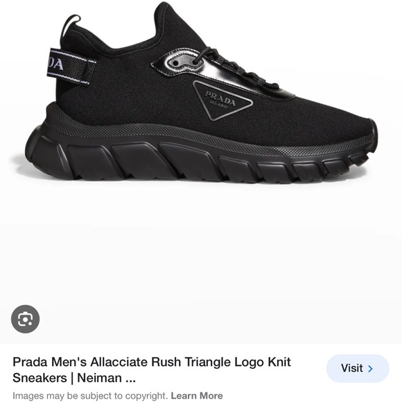 PRADA Men's Allacciate Rush Triangle Logo Knit Sneakers - Picture 17 of 17